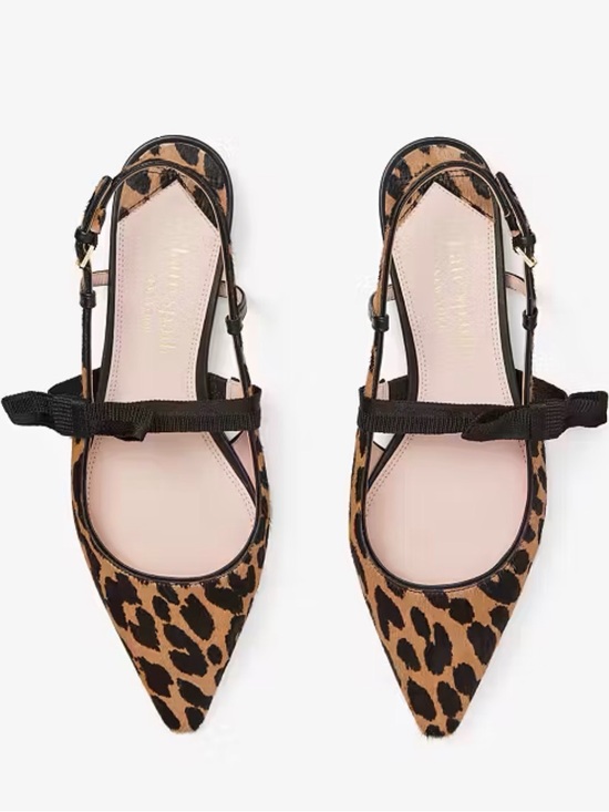kate spade Shoes - kate spade Leopard Print Pointed Slingback Flats with Black Bow